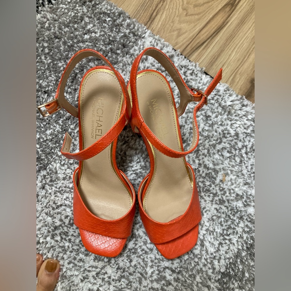 Michael Kora Women's Orange Block Heel Sandals